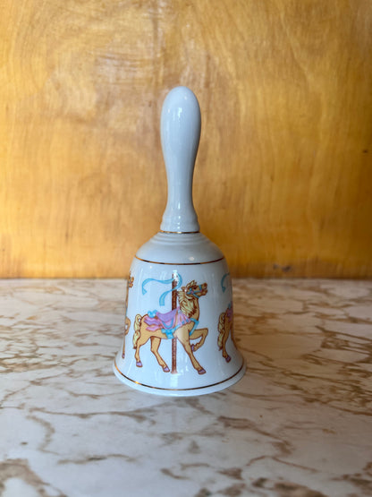 Vintage 1980s The Creative Circle Carousel Horse Porcelain Hand Bell