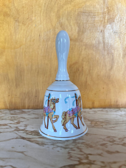 Vintage 1980s The Creative Circle Carousel Horse Porcelain Hand Bell