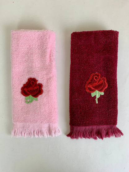 1980s St. Mary's Rose Hand Towels Pair