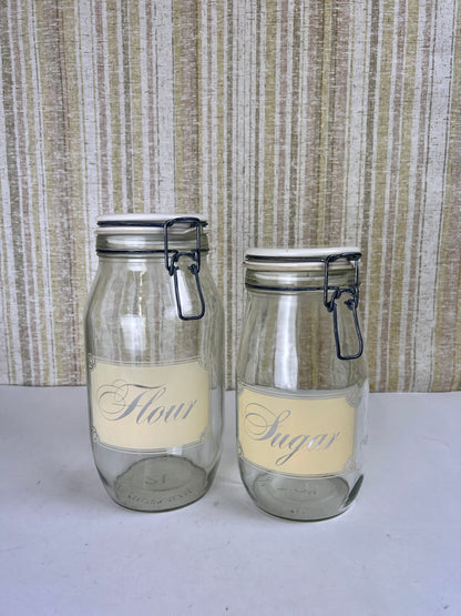 Carlton Glass Canisters - Flour & Sugar - Set of 2