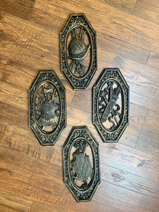 Homco Dark Medieval Wall Plaques - Set of 4