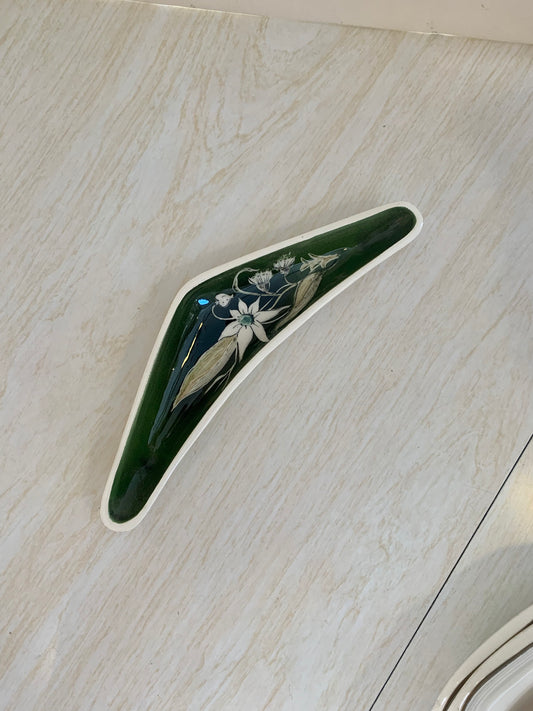 Ana Studios Boomerang Dish - Green Florals