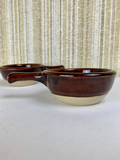 Pair of Vintage Glazed Clay Soup Bowls - Made in USA