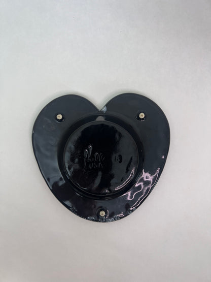 MCM Hull Pottery Heart Shaped Ashtray - Black & White - Made In USA