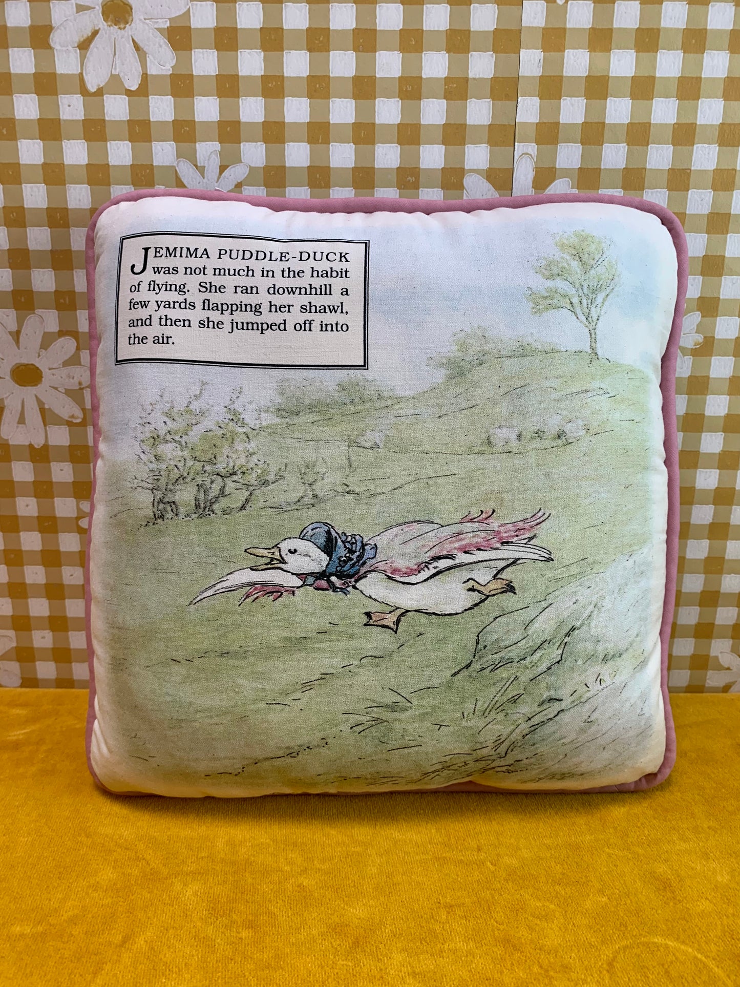 1998 Home Works Pink Beatrix Potter Pillow - Jemima Puddle-Duck