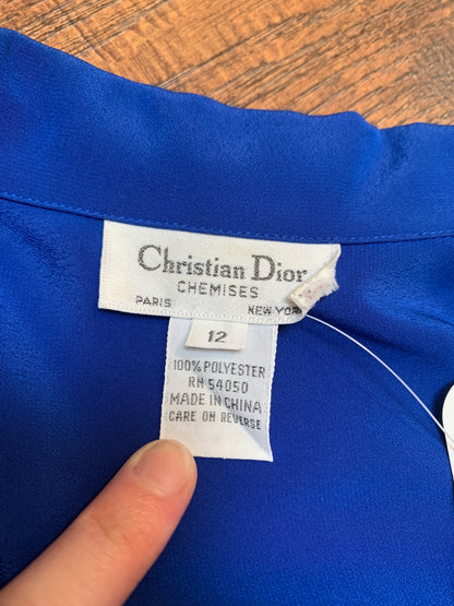 Vintage Christian Dior Cobalt Blue Chemise Blouse