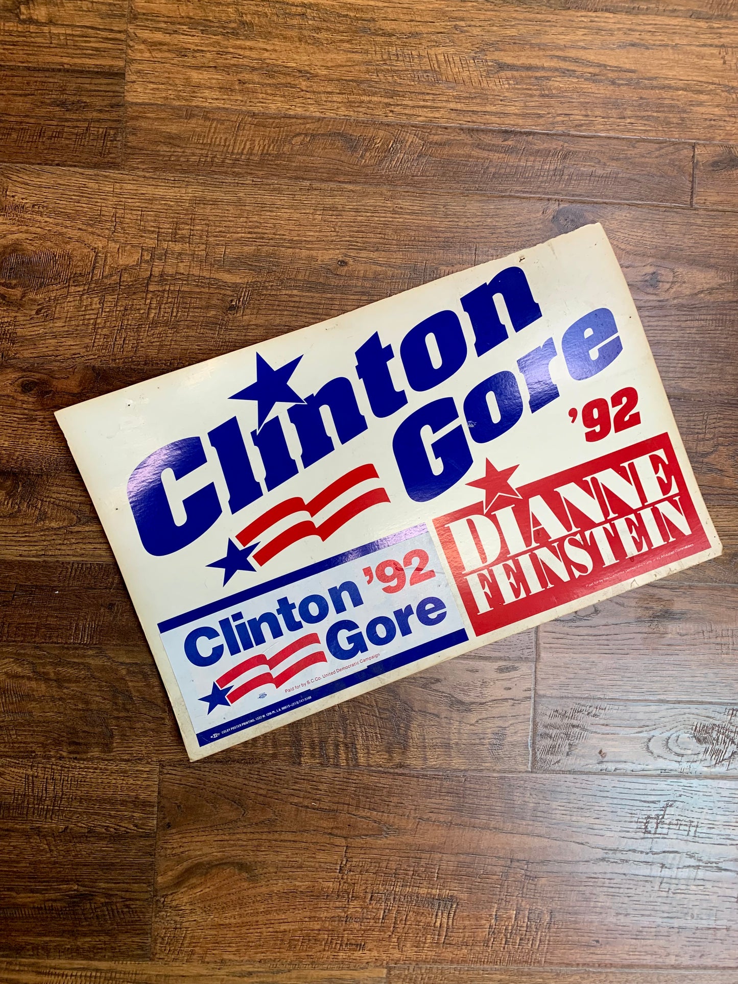 1992 Clinton Gore Campaign Sign