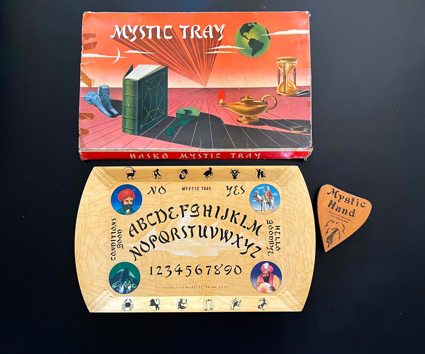 1940s Hasko Mystic Tray with Box and Mystic Hand Planchette