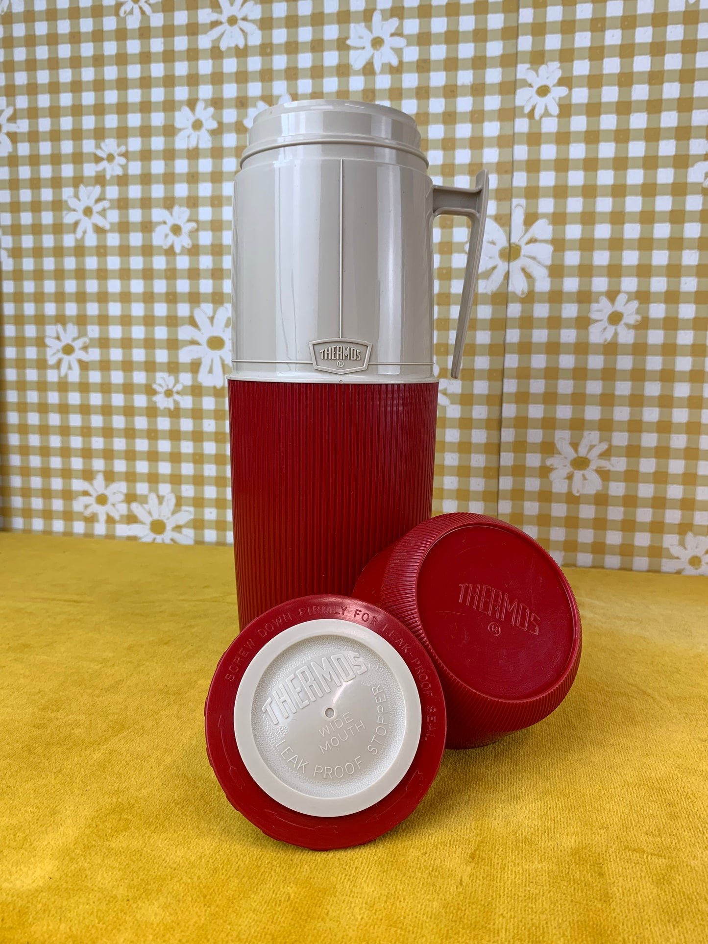 King-Seeley Thermos - One Quart - Wide Mouth - Red & Beige