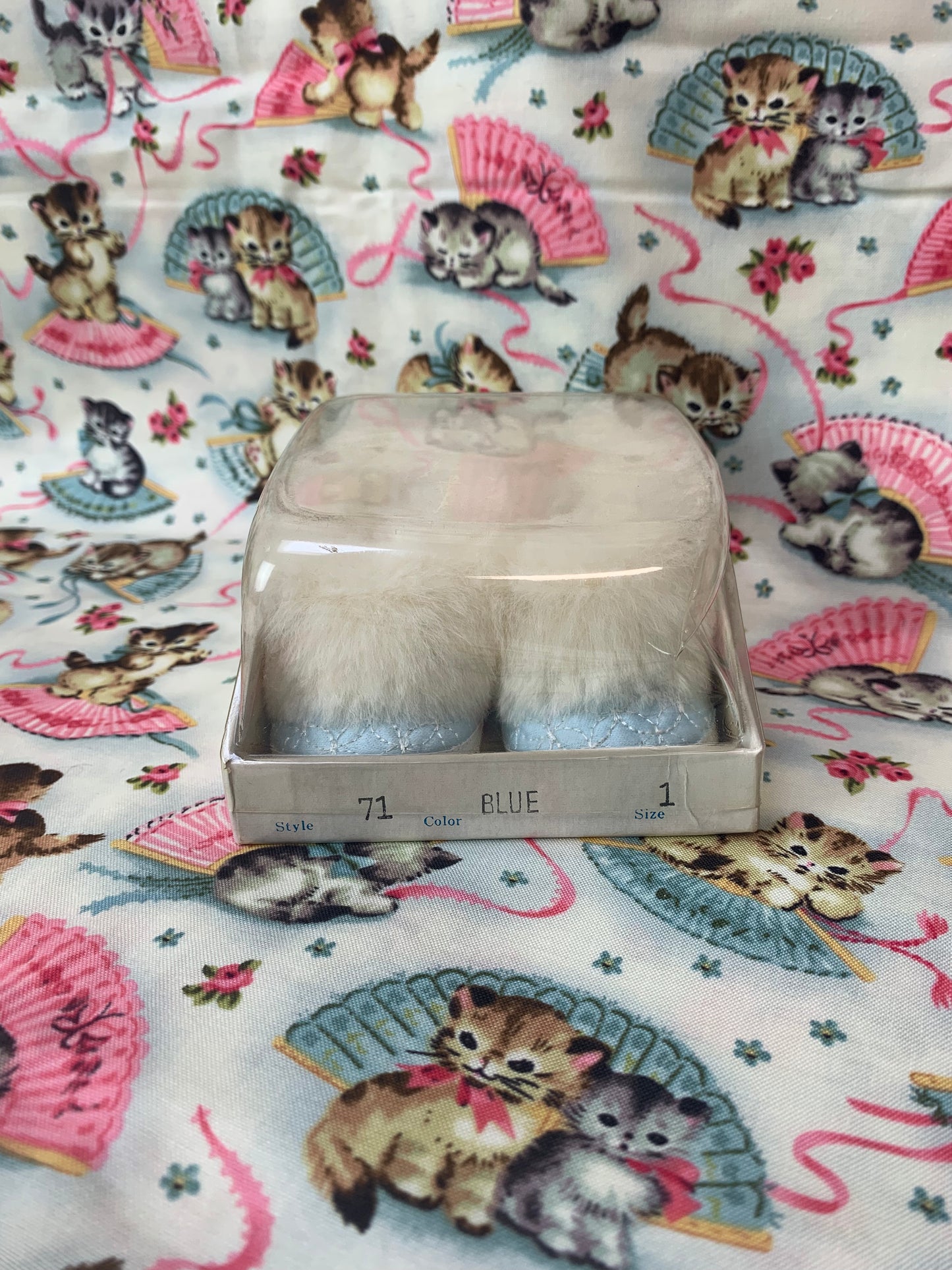 Mrs. Day's Ideal Baby Shoes - Blue Crib Shoes - Fur Trim